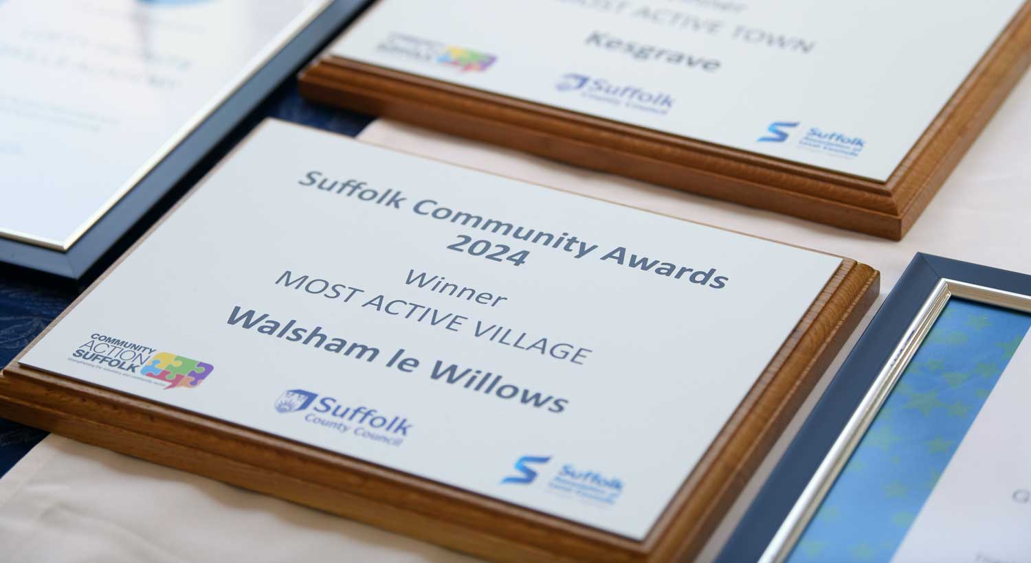 Awards on a table prior to being presented